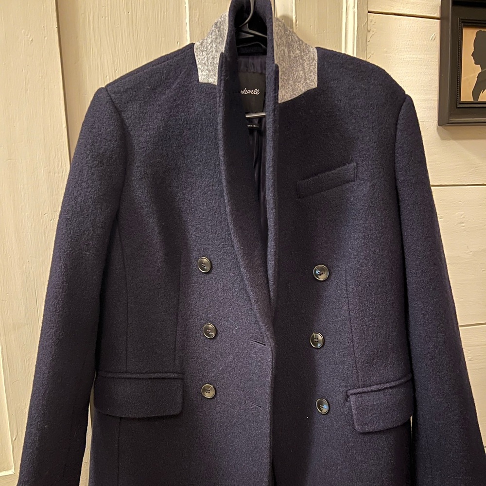 Madewell Navy Oversized Tuxedo Coat